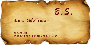 Bara Sándor névjegykártya