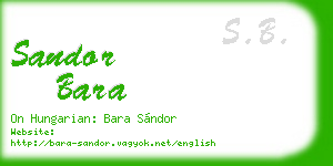 sandor bara business card